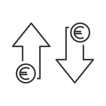 Concept of increase and fall rate of the Euro.