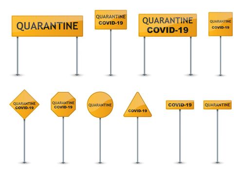 Quarantine signs set. Coronavirus signs. Covid-19