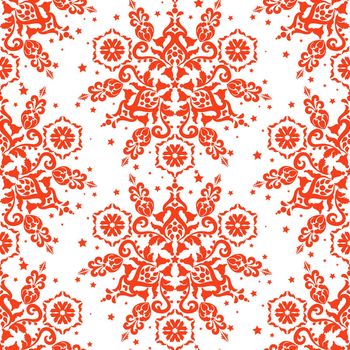 Red Christmas background. Red ornament on a white