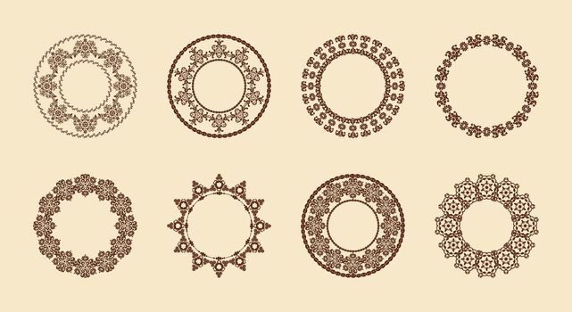 Round frame pattern.Vector set of ornaments