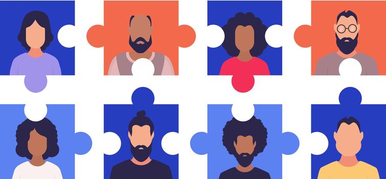 Puzzle of people. Vector illustration.
