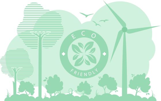 Green Background on the theme of green energy and ECO. Vector.