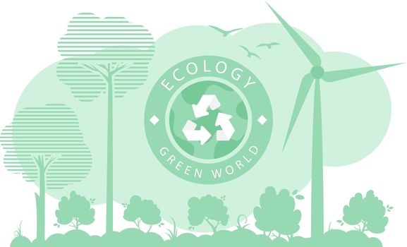 Green Background on the theme of ecology and green energy. Vector.