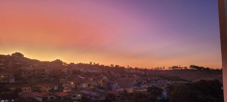 colorful sunset in the interior city with a view of the urban landscape of Brazil