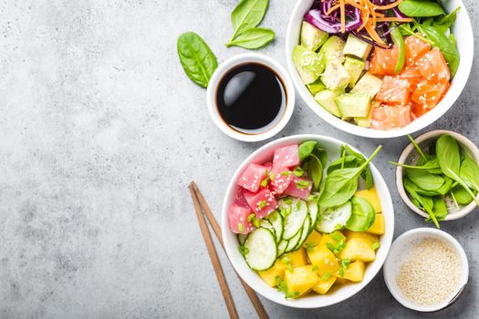 Poke bowls with fish