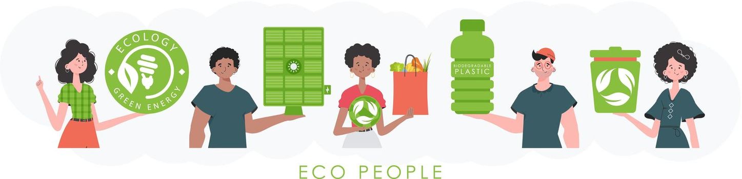 Ecology friendly. ECO friendly People. Fashion characters. Vector.