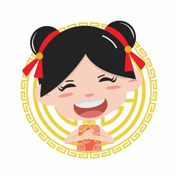 Chinese children girl Costume greetings