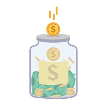 Glass money jar coins  flat