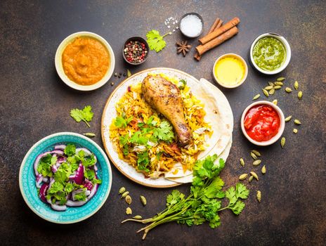 Biryani chicken and indian dishes