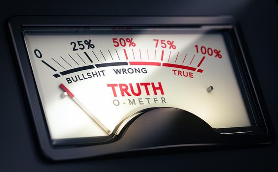 Lie detector, disinformation concept. Truth telling or bullshit. 