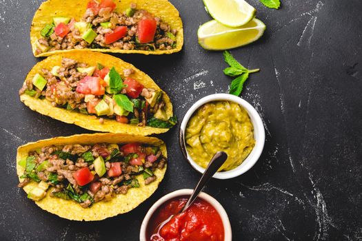 Mexican tacos with meat