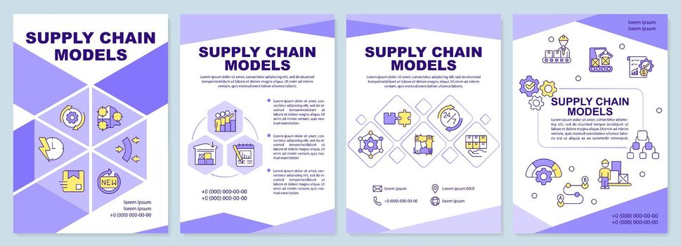 Supply chain models purple brochure template