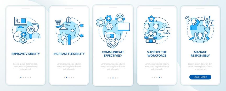 Addressing covid impact on delivery blue onboarding mobile app screen
