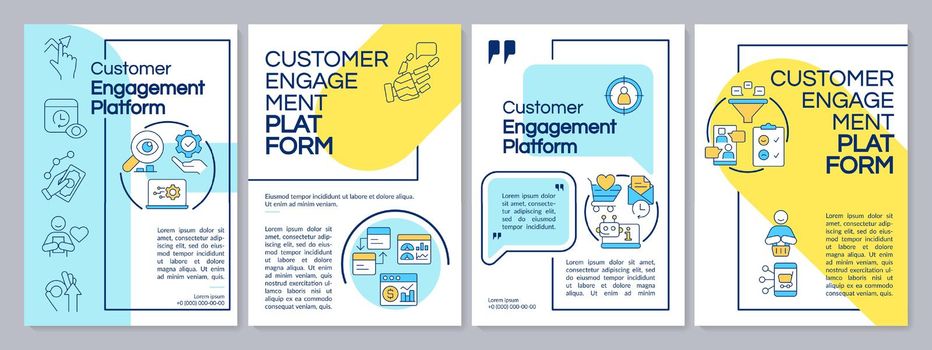 Customer engagement platform blue and yellow brochure template