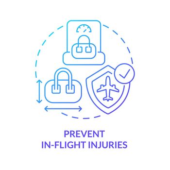 Prevent in-flight injuries blue gradient concept icon