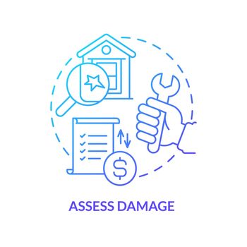 Assess damage blue gradient concept icon