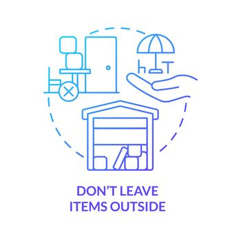 Dont leave items outside blue gradient concept icon