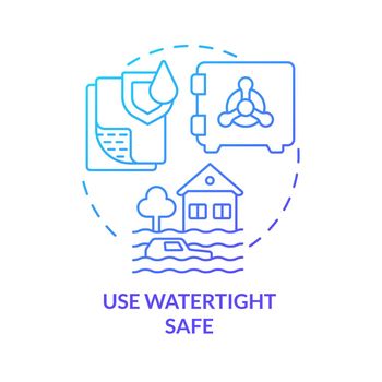 Use watertight safe blue gradient concept icon
