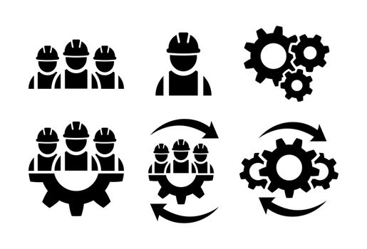 Construction workers icon set. Building contractor