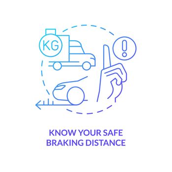 Know your safe braking distance blue gradient concept icon