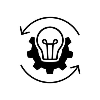 Process vector icon Lightbulb with gear and arrows