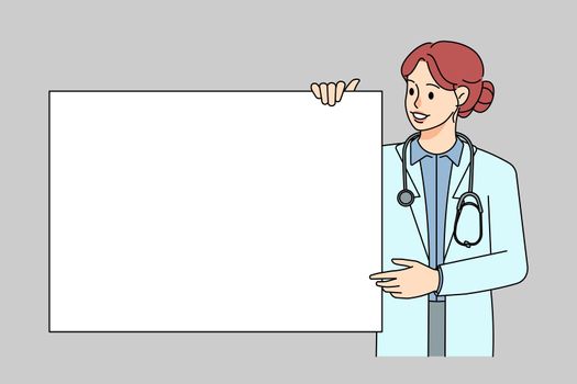 Female doctor show mockup placard