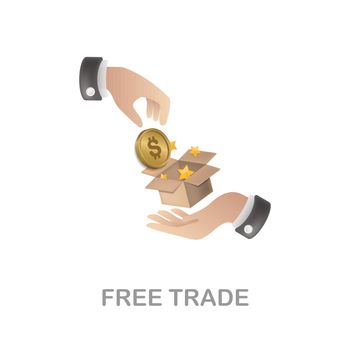 Free Trade icon. 3d illustration from economic collection. Creative Free Trade 3d icon for web design, templates, infographics and more