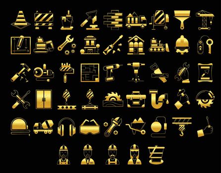 set of gold builder icons