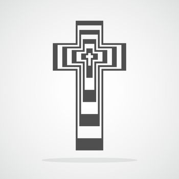 Gray Christian Cross icon. Vector illustration.