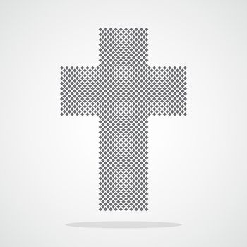 Pixel art design of Christian Cross. Vector illustration.