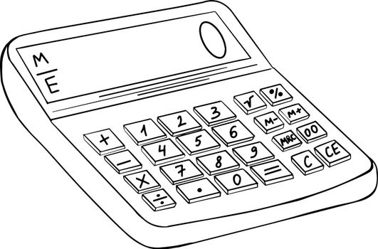 Calculator. Vector illustration about back to school. Coloring page with school supplies.