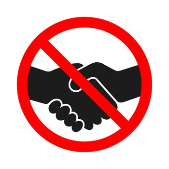 Handshake forbidden sign on white background.