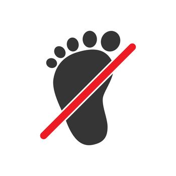 No bare foot sign on white background.