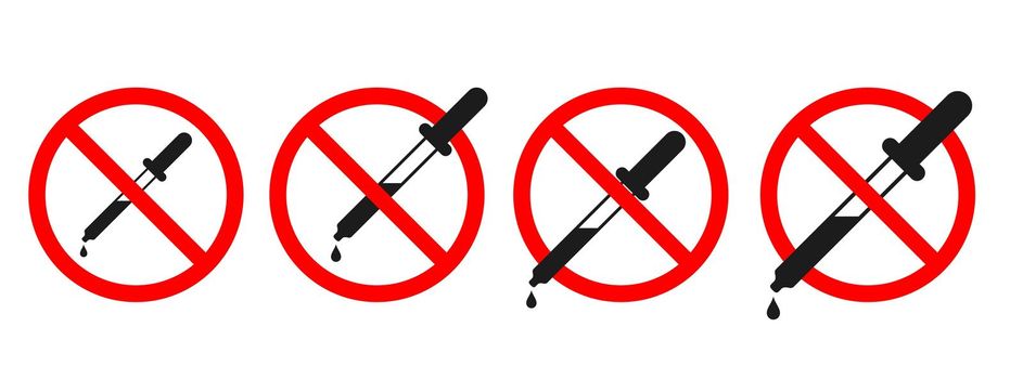 Test ban sign. No pipette sign. Analysis concept.