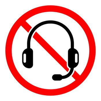 Headphones are forbidden. No headphones. Stop headphones icon