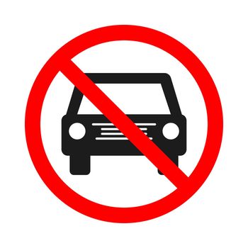 Forbidden car sign on white background.