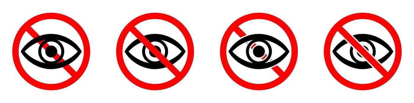 Forbidden look sign. Prohibited look icon. Vector illustration