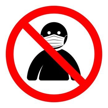 Man in mask is prohibited. Wearing a mask is prohibited.