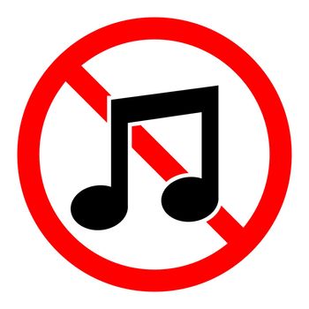 Sound ban icon. Music is prohibited. Stop music icon. Vector illustration.
