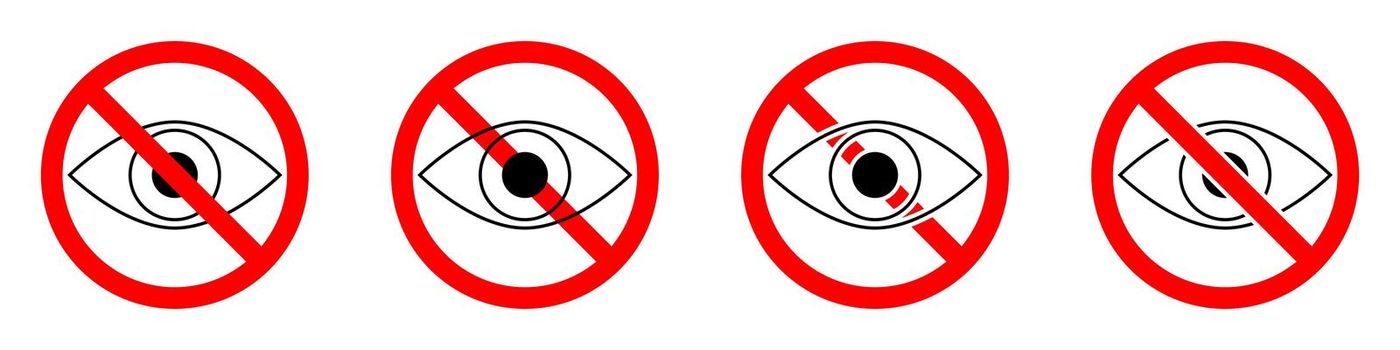 Forbidden look sign. Prohibited look icon. Vector illustration