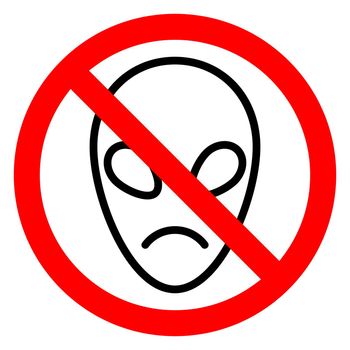 No alien icon. UFO ban icon. UFO is prohibited. Stop alien vector icon.