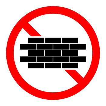 Construction ban icon. Construction is prohibited. Stop bricks icon.