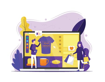 T-shirt printing online services vector illustration