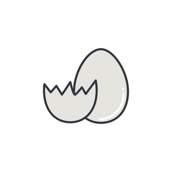 Chicken egg color line icon vector illustration