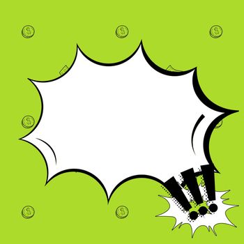 Creative Blank Explosion Blast Scream Speech Bubble With Exclamation Marks Over Color Background. Design Of Thinking Representing Expression Of Ideas And Opinions.