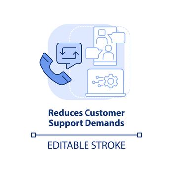 Reduces customer support demand light blue concept icon