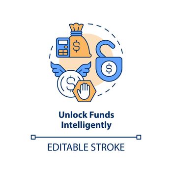 Unlock funds intelligently concept icon