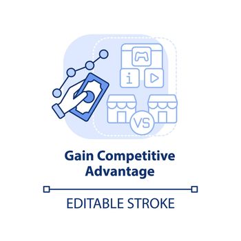 Gain competitive advantage light blue concept icon