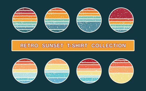 Sunset retro t shirt collection vector design