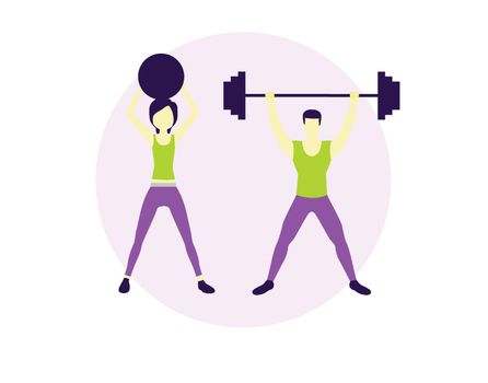 Flat illustration of couple working out indoors